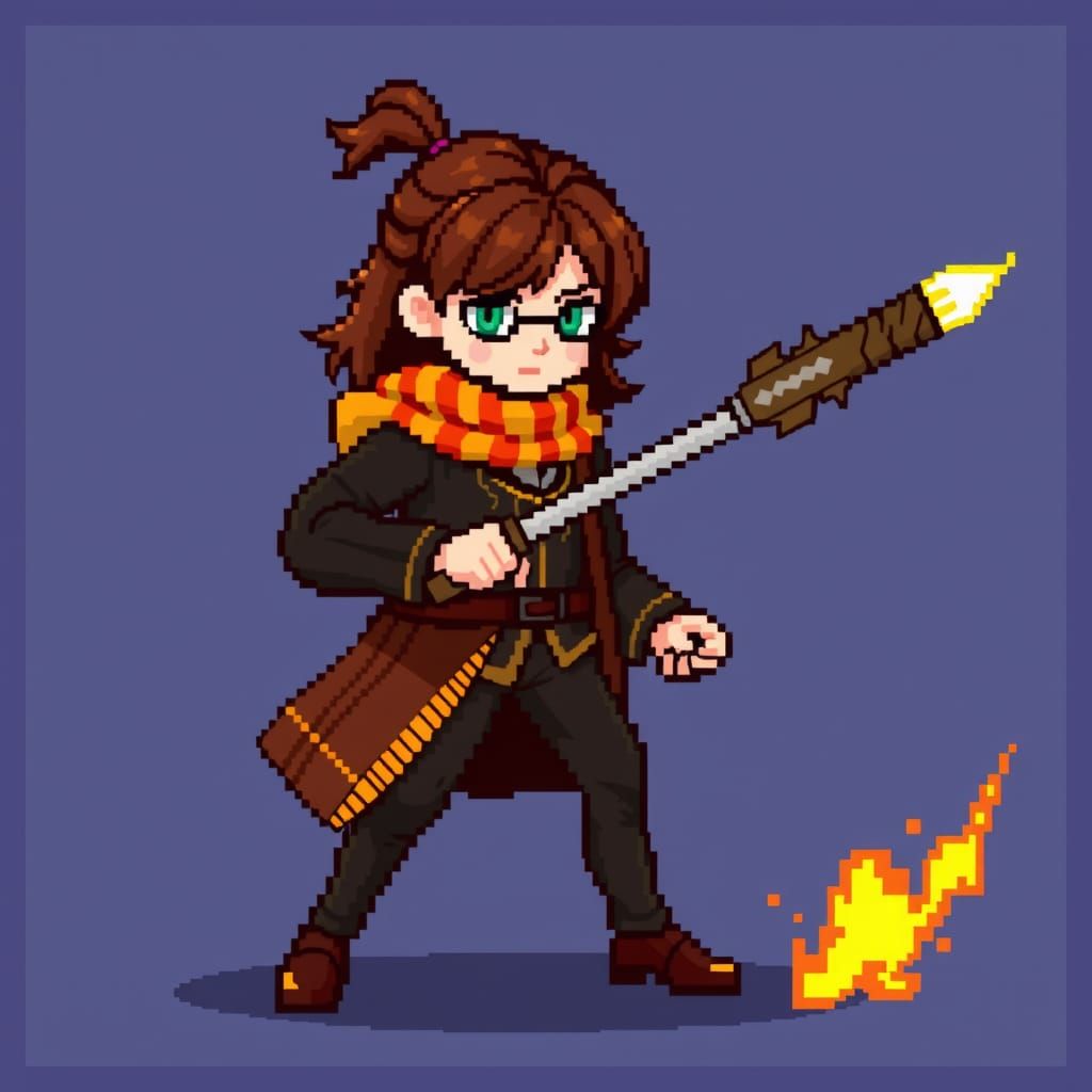 Hermione Granger as 8-Bit Fighter