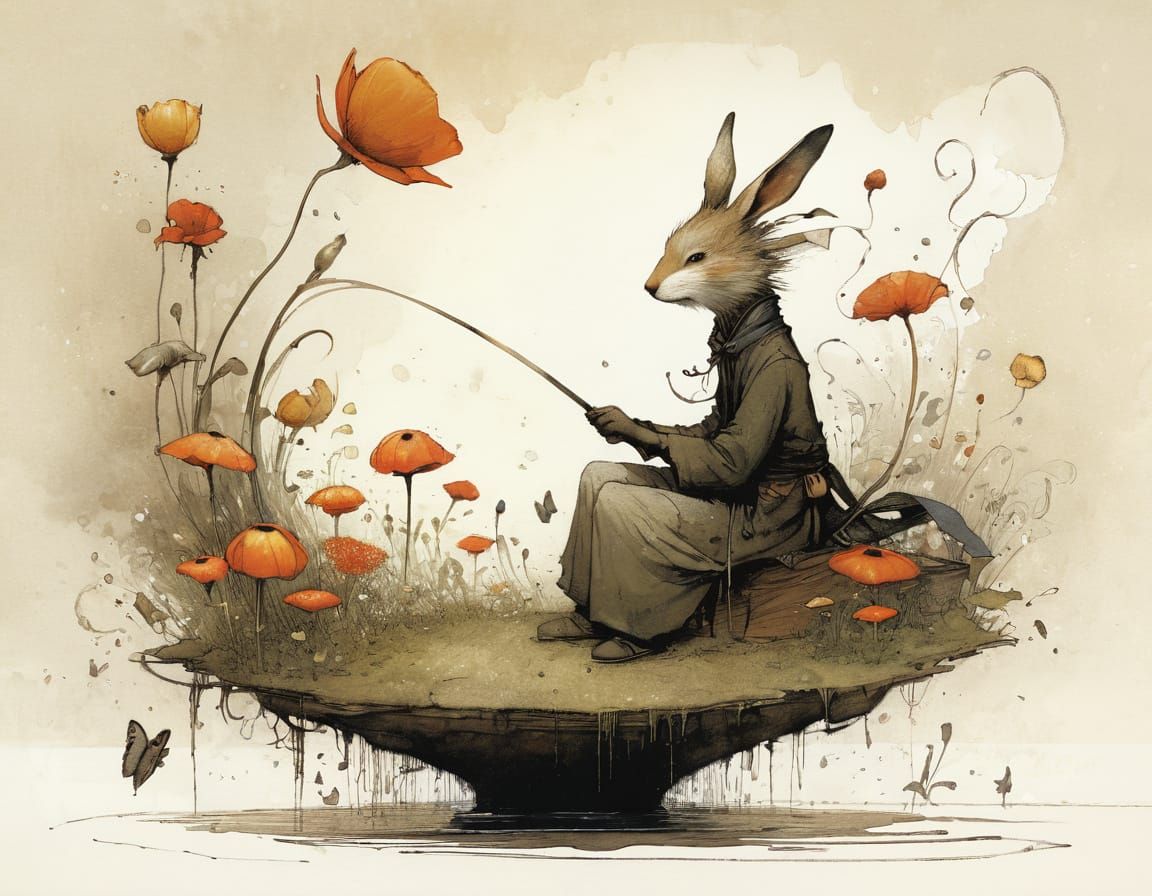 Anthropomorphic Flowers in Surrealist Style