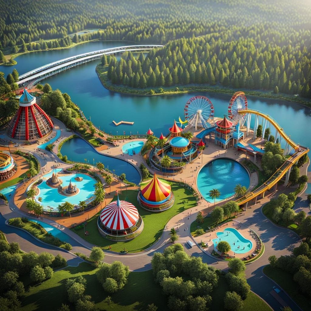 Theme park on an island