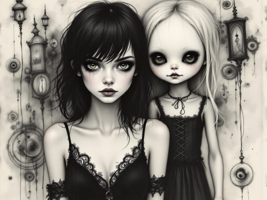 Mysterious Encounter in a Gothic Dreamscape