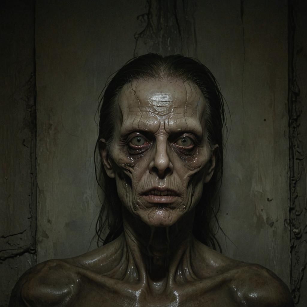 Terrifying Creature in Dark Bedroom: Hyper-Realistic Horror