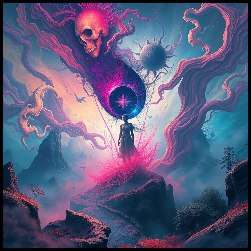 Dreamlike Figure in a Bizarre, Fantastical Realm