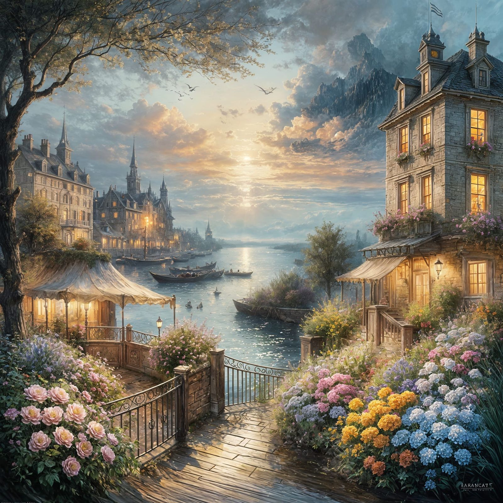 Fantasy Evening Landscape in Soft Colors