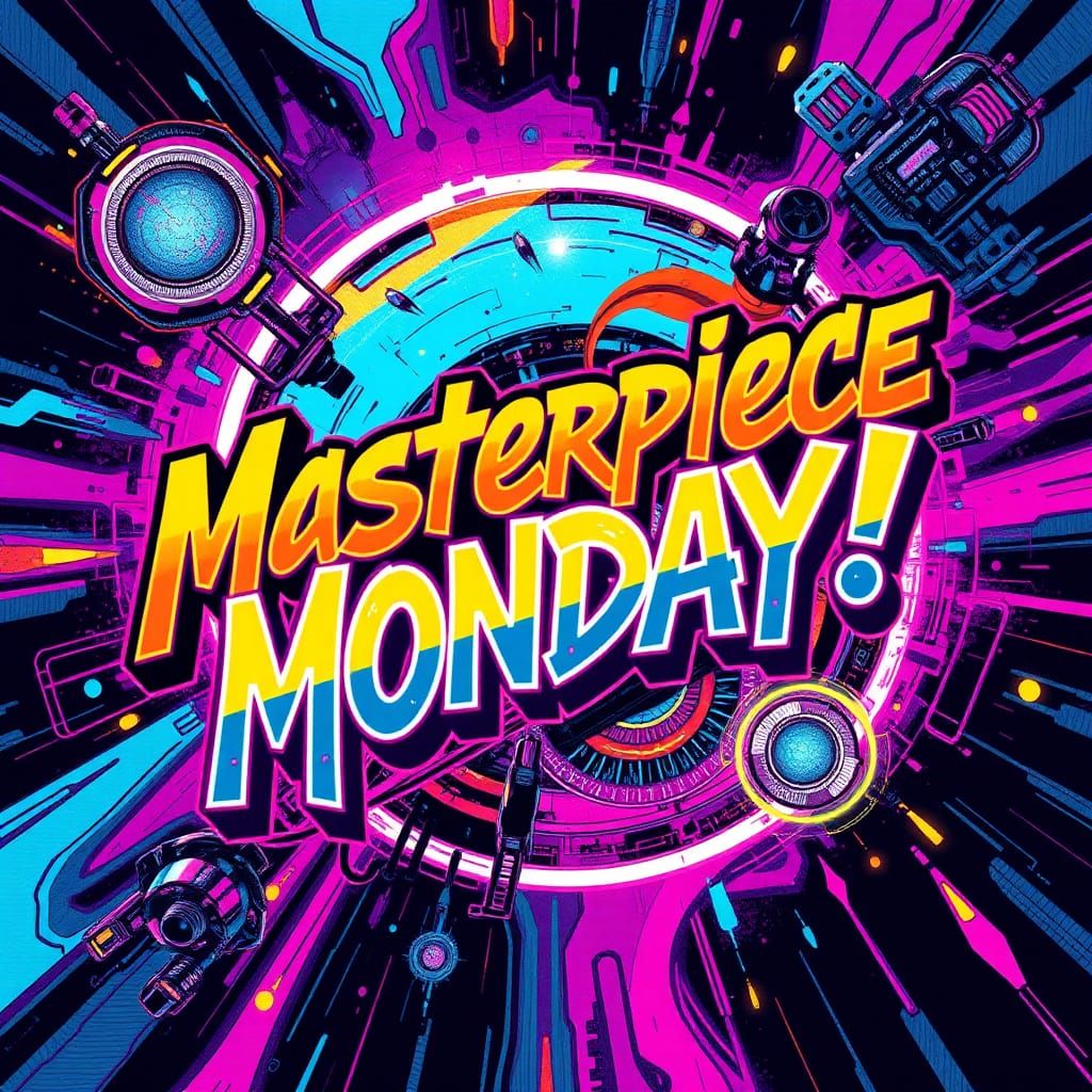 Futuristic Graffiti Typography: Masterpiece Monday in Neon