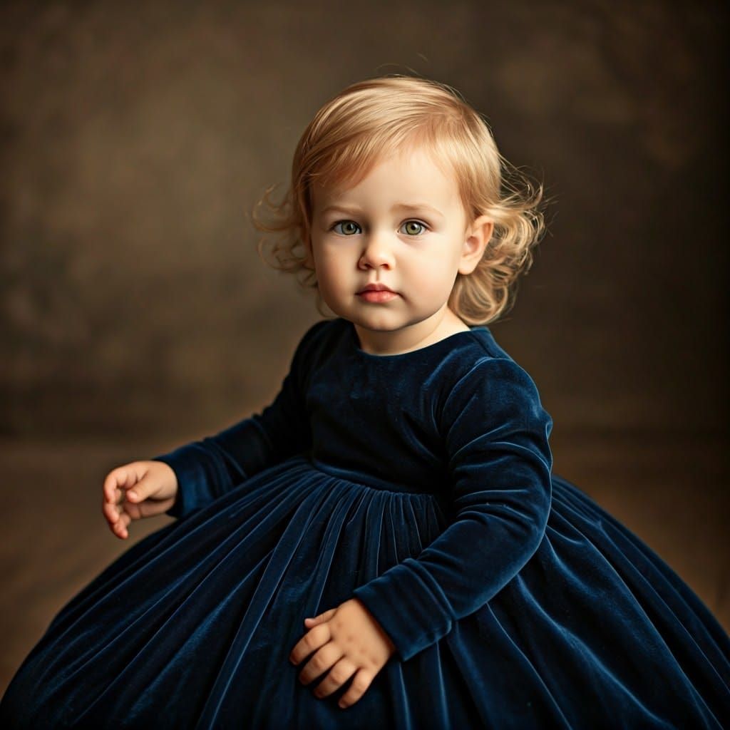 Elegant Child in Velvet Gown
