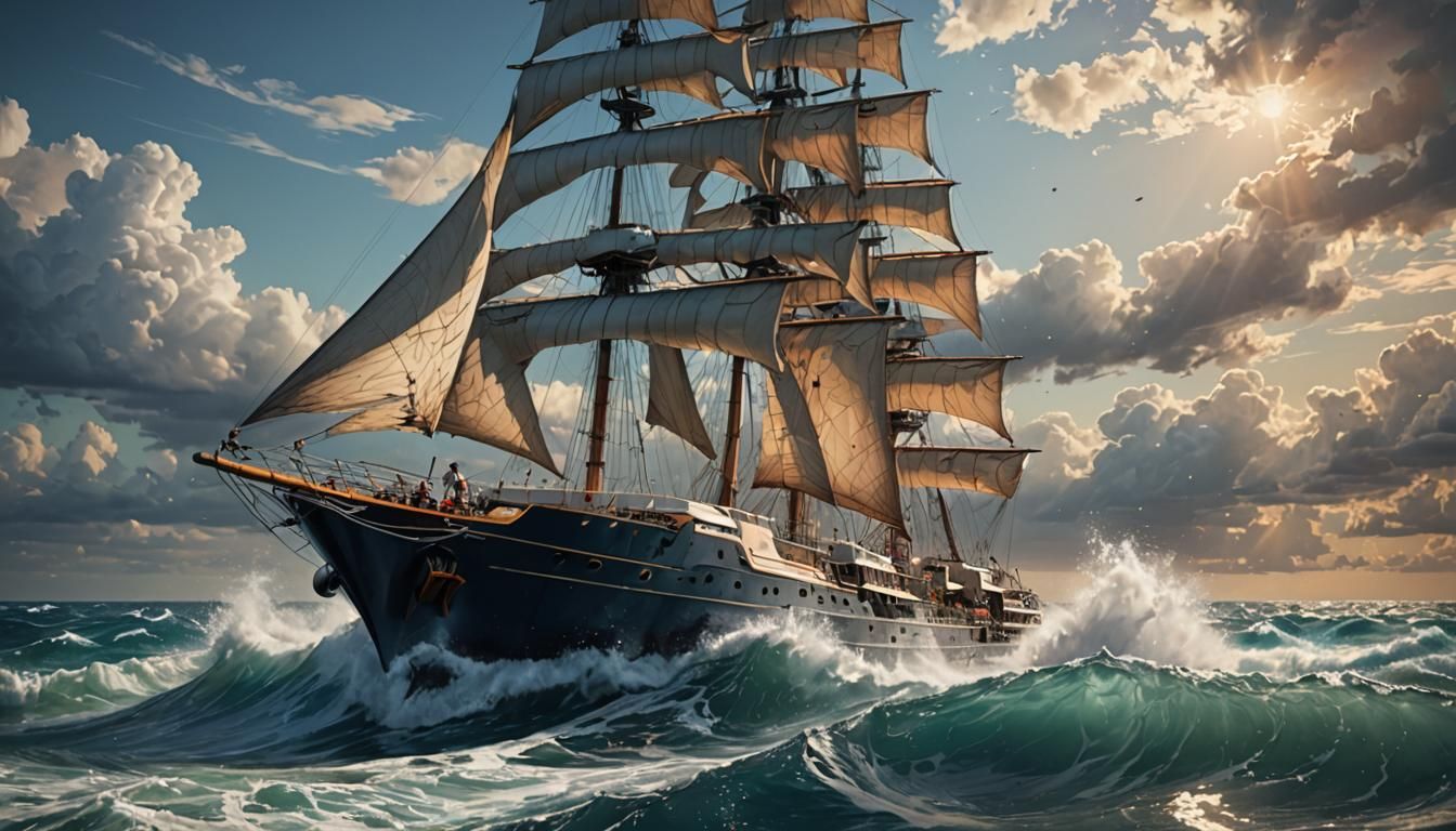 Hyperrealistic Star Cruiser Ocean Landing Concept Art