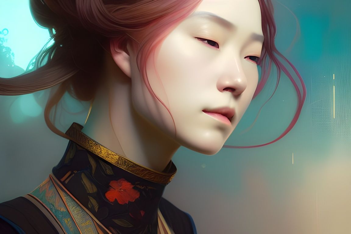 Yuna Portrait in Digital Watercolor Style