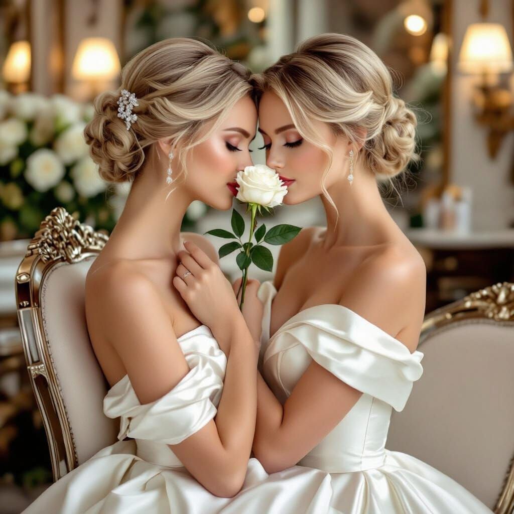 Elegant Woman in Beauty Salon, Art Nouveau Style