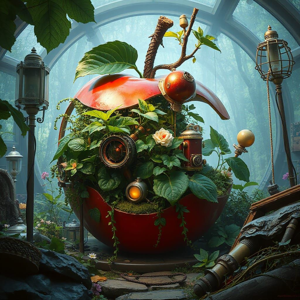 Gothic Victorian Garden in Glass Apple, Matte Painting