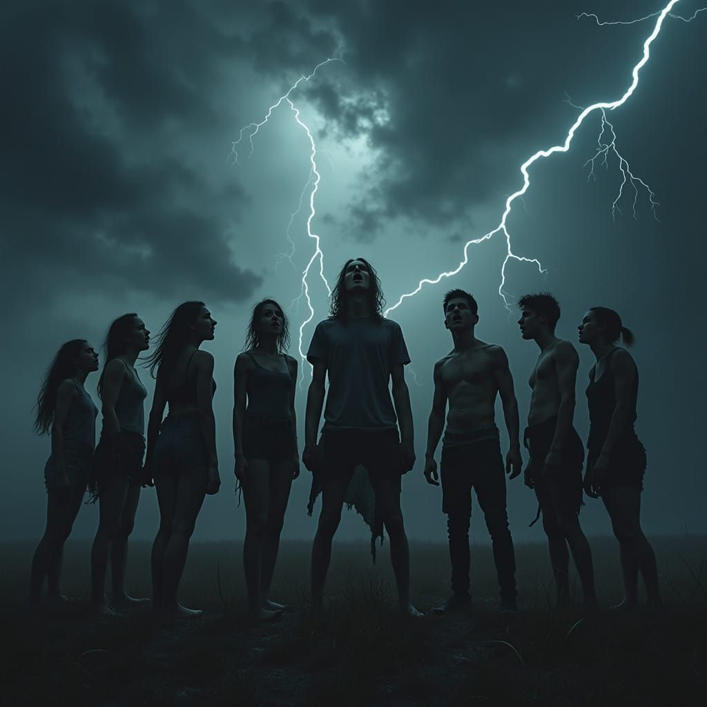 Youthful Anguish in a Dark Futuristic Storm