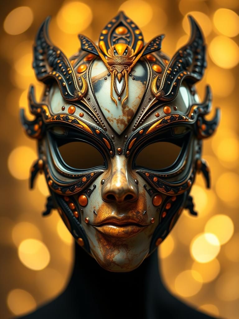 Bumblebee Jasper Mask with Moissanite Inclusions