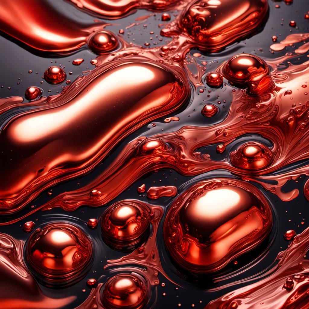 Metallic Liquid Splash in Copper and Red