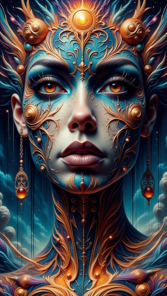 Cosmic Justice Body Painting Mural in Dye-Transfer Style