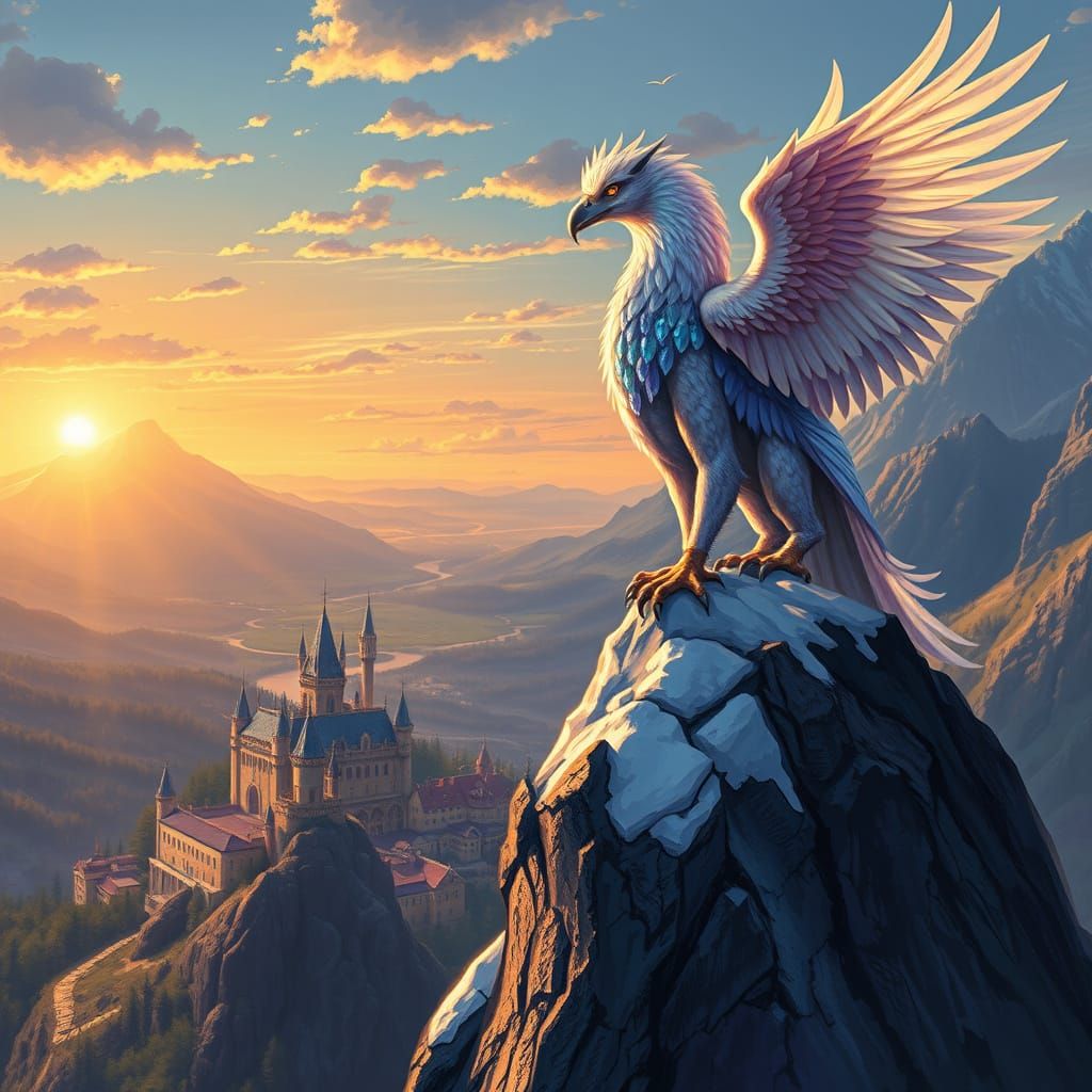 Majestic Griffin in Neo-Impressionistic Style