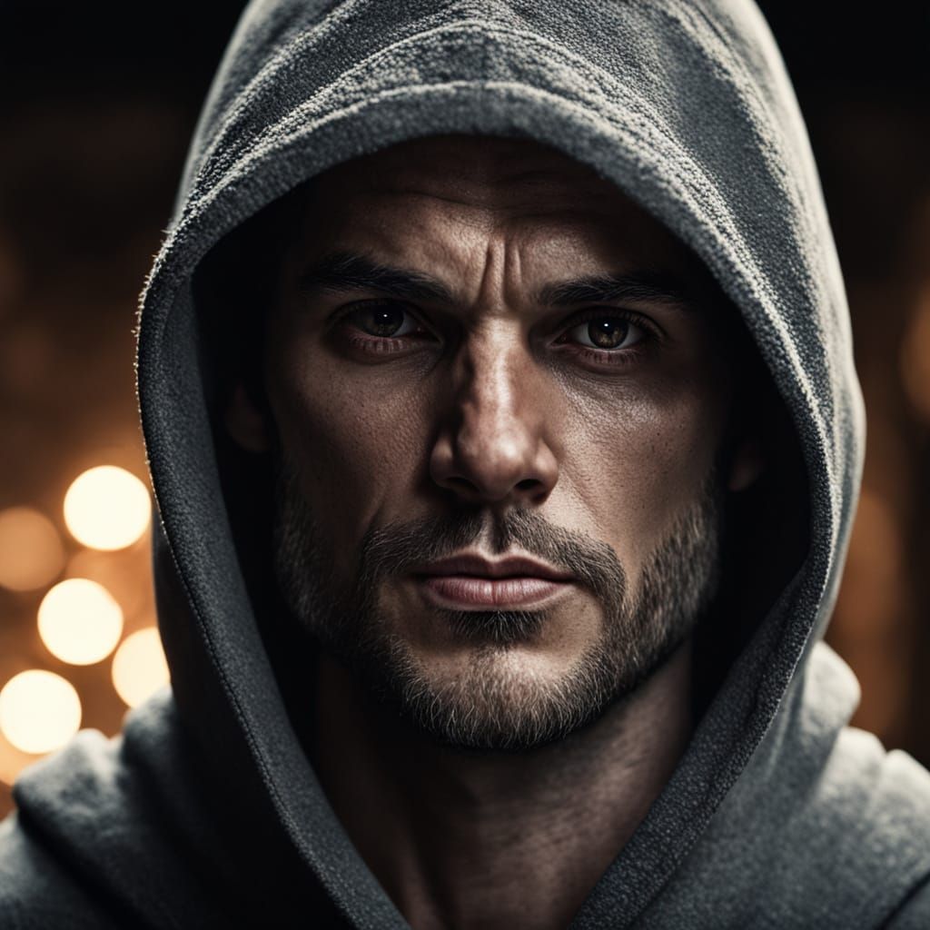 Dramatic Portrait of a Muscular Man in Digital Art