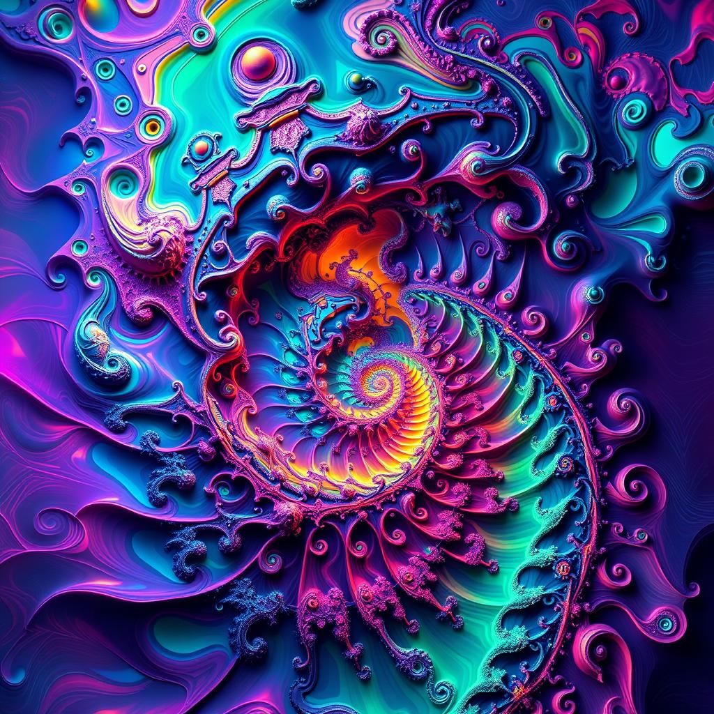 Vibrant Fractal Depiction of Beauty in Digital Art