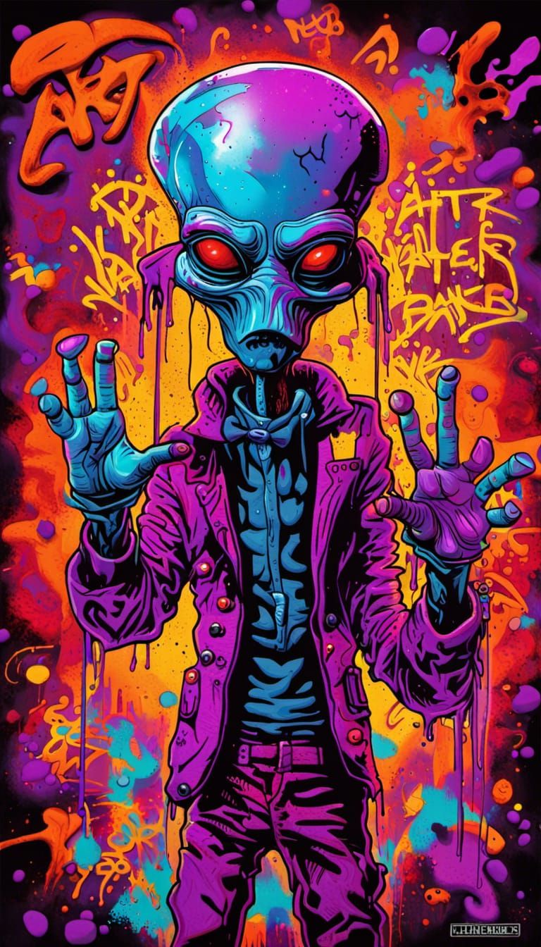 Alien Puppet Master: Graffiti Art in Neon Colors