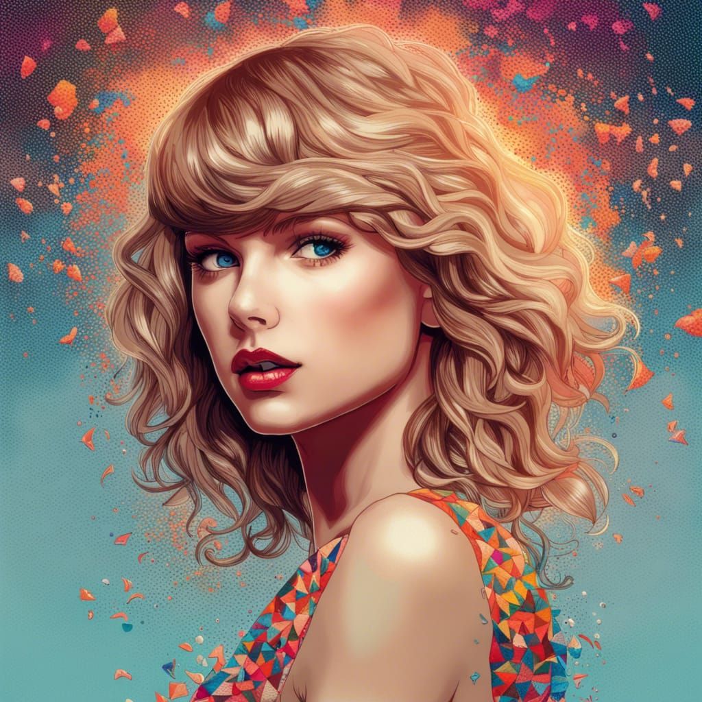 Taylor Swift Portrait in Pointillism Style