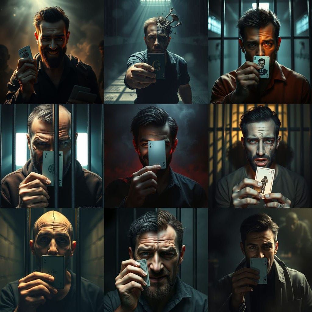 Dramatic Prison Portrait of Split Personality