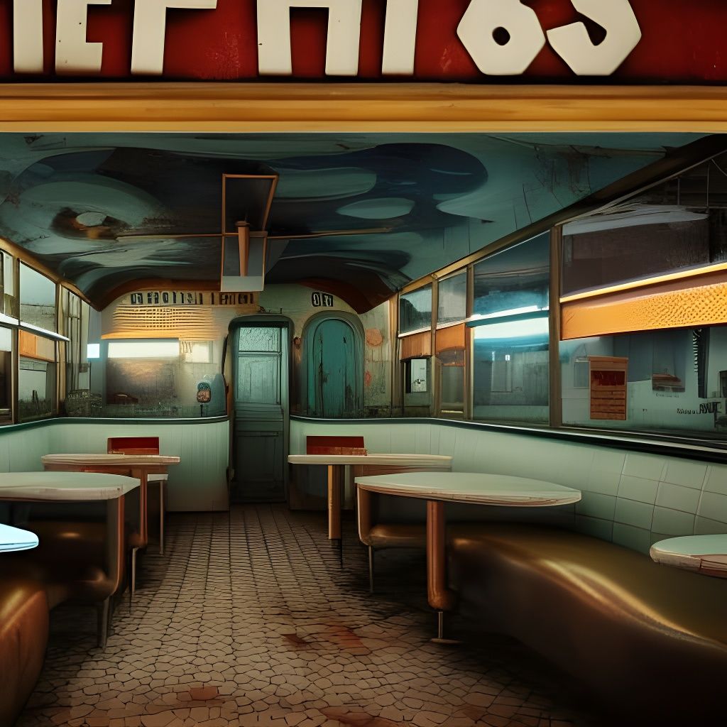 Abandoned 1950s Diner Interior: Liminal Nightmare