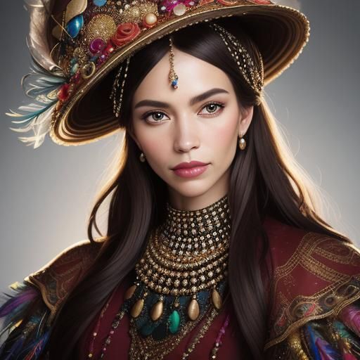 Woman's Extravagant Hat in Vibrant Portrait Photography