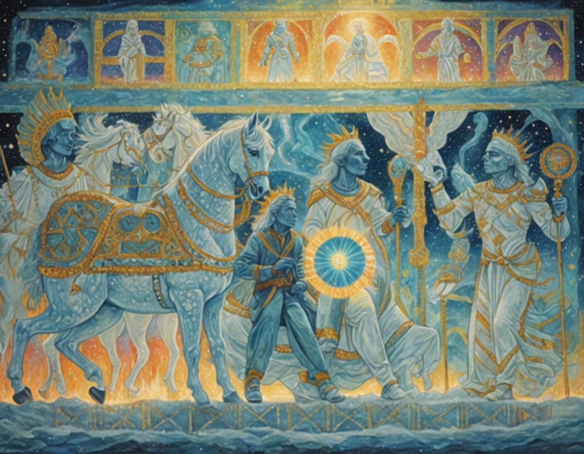 Mystical Astral Realm: Surrealist Vision of Two Men