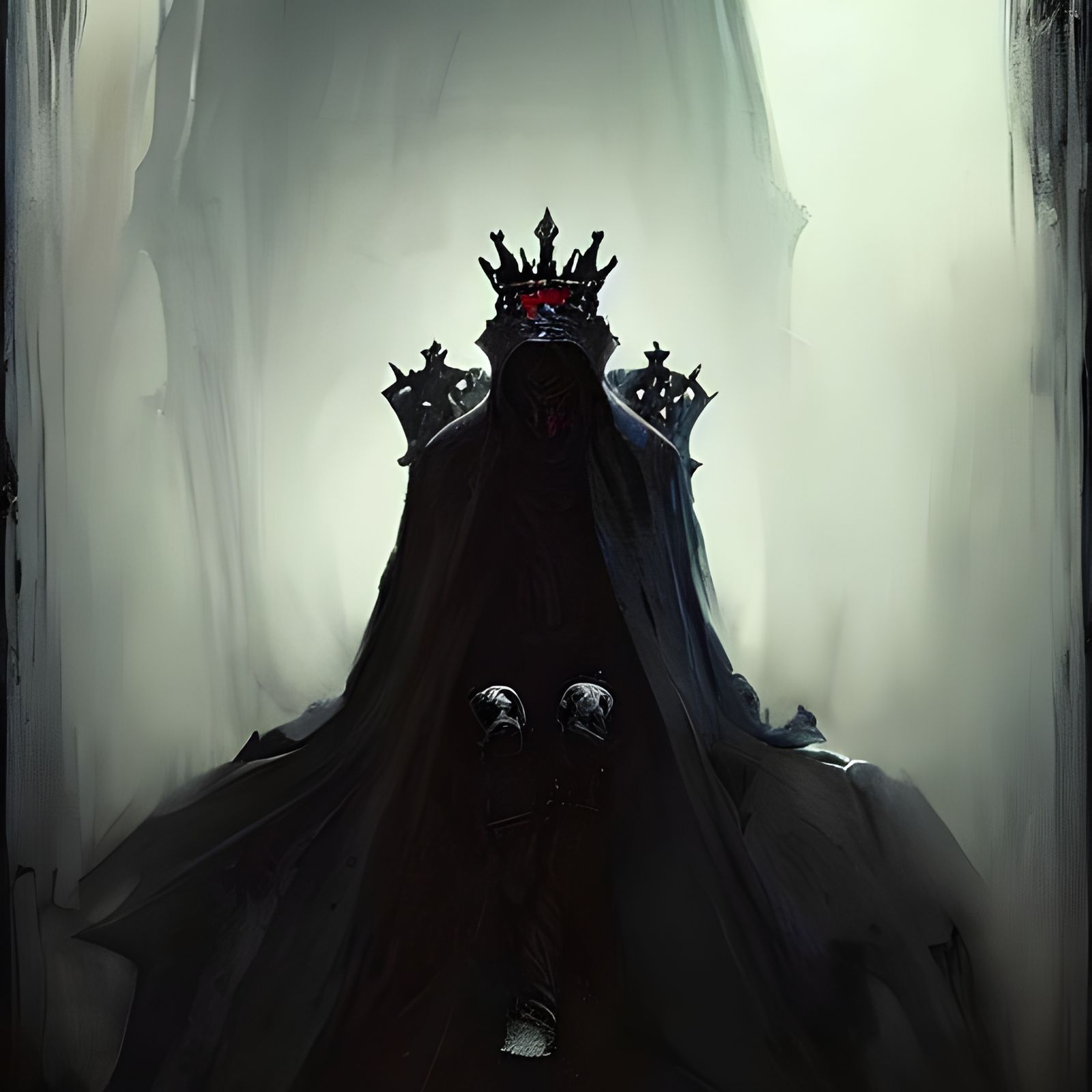 Broken Throne and Crown in Sinister Fantasy Art