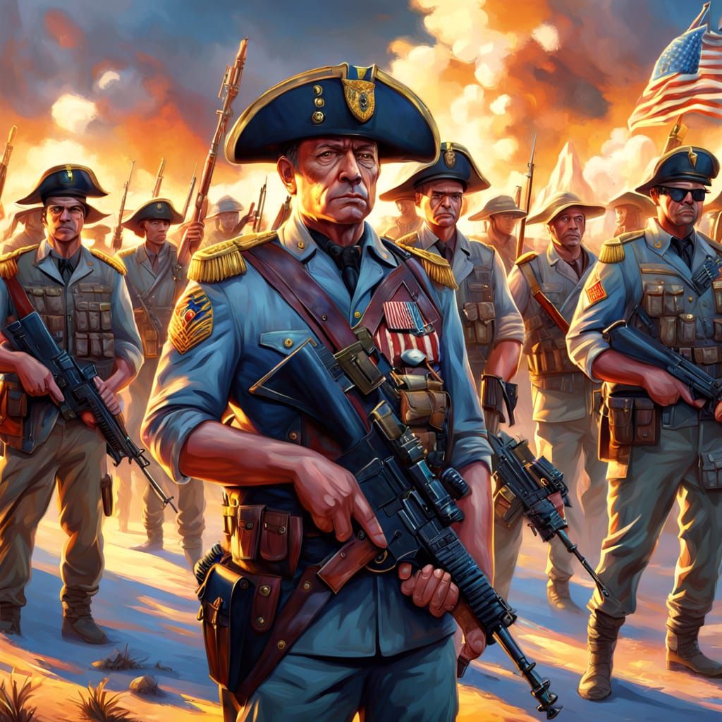 Patriotic Militia Concept Art in Triadic Colors