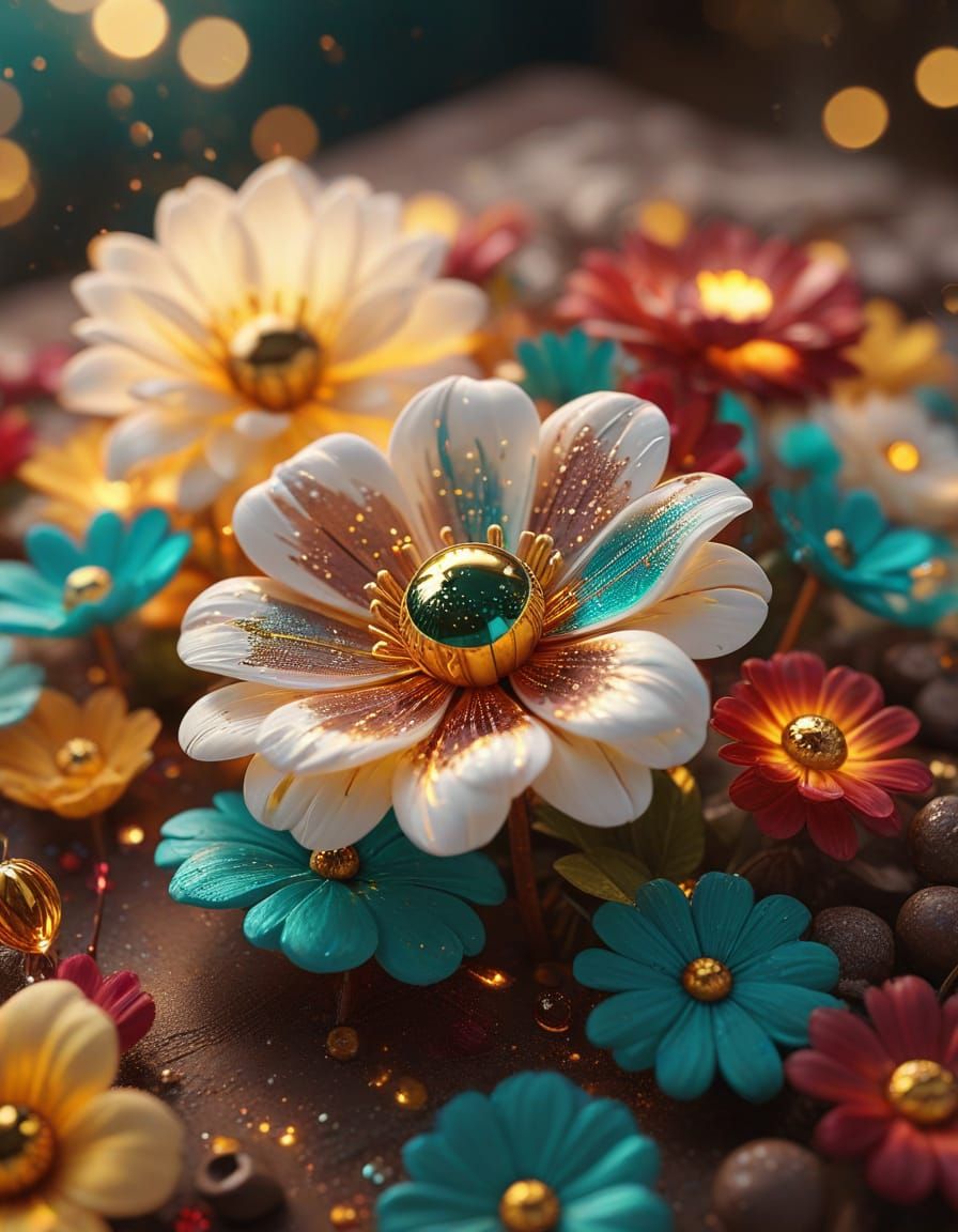 Vibrant Digital Art of Whimsical Chocolate and Marshmallow F...