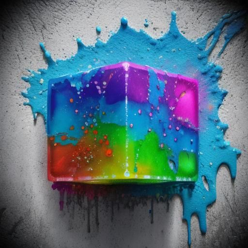 Rainbow Ice Cube Melts: Vibrant Graffiti Art