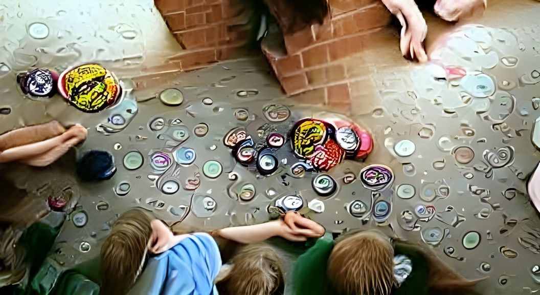 Kids Playing Pogs at Home in the 90s