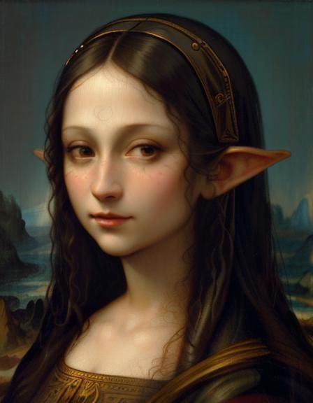 Leonardo DaVinci's Mona Lisa Reimagined as an Elf