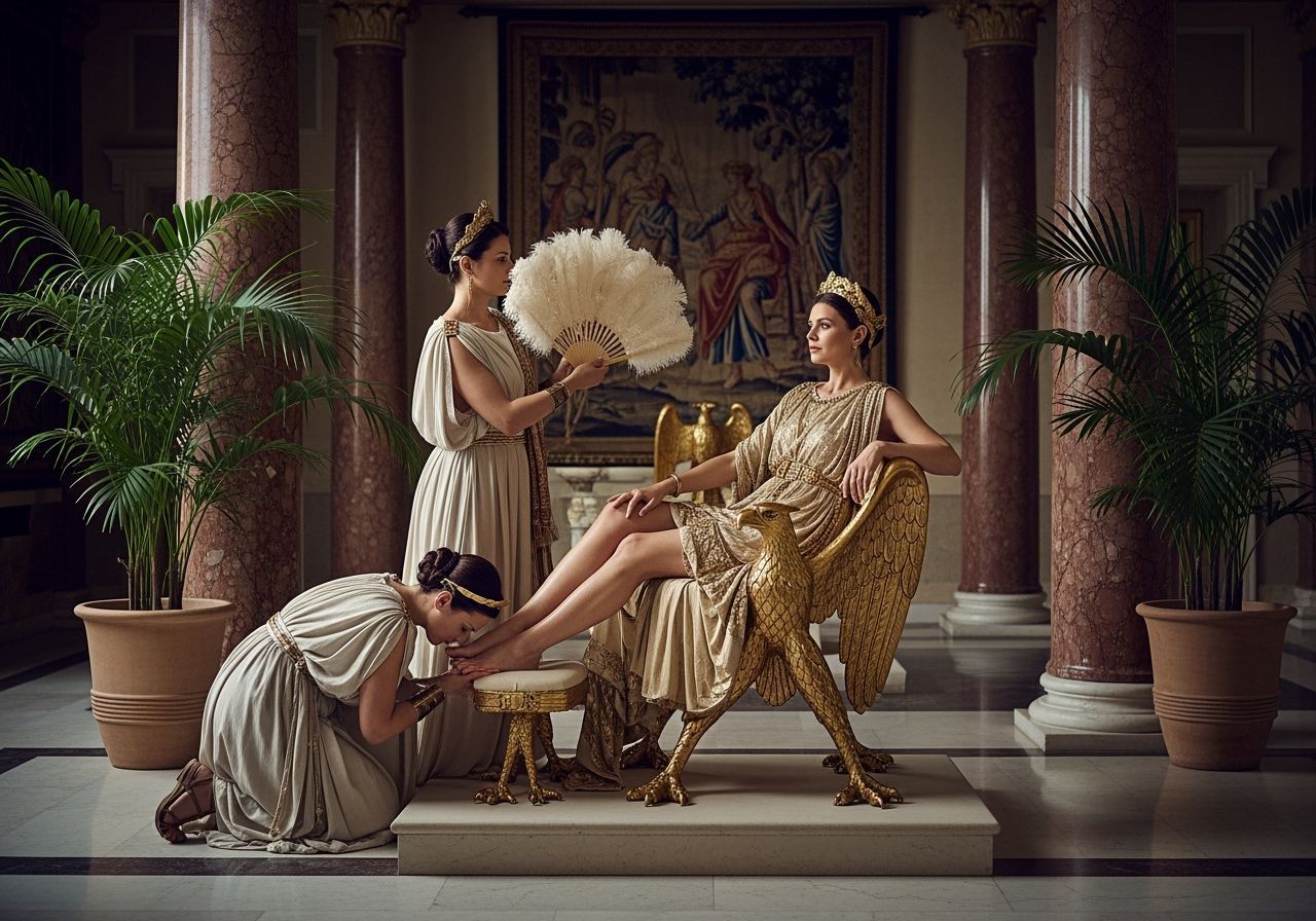 Roman Empress on Golden Throne in Imperial Palace