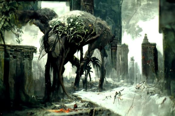 Gothic Horror City Consumed by Paper Jungle