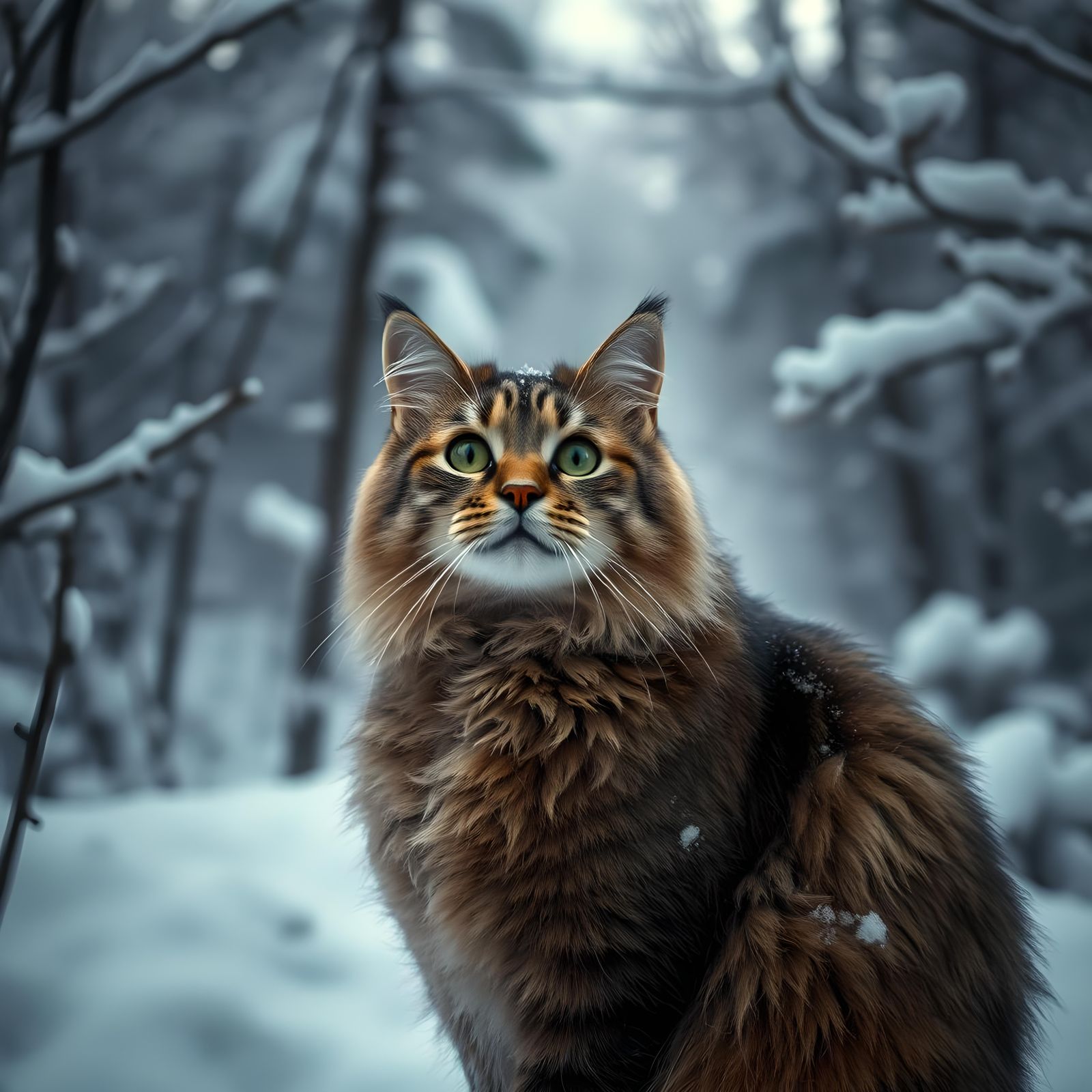 Hyperrealistic Winter Cat Portrait in HDR