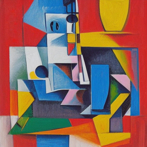 Cubist Portrait of the War in Oil Paint