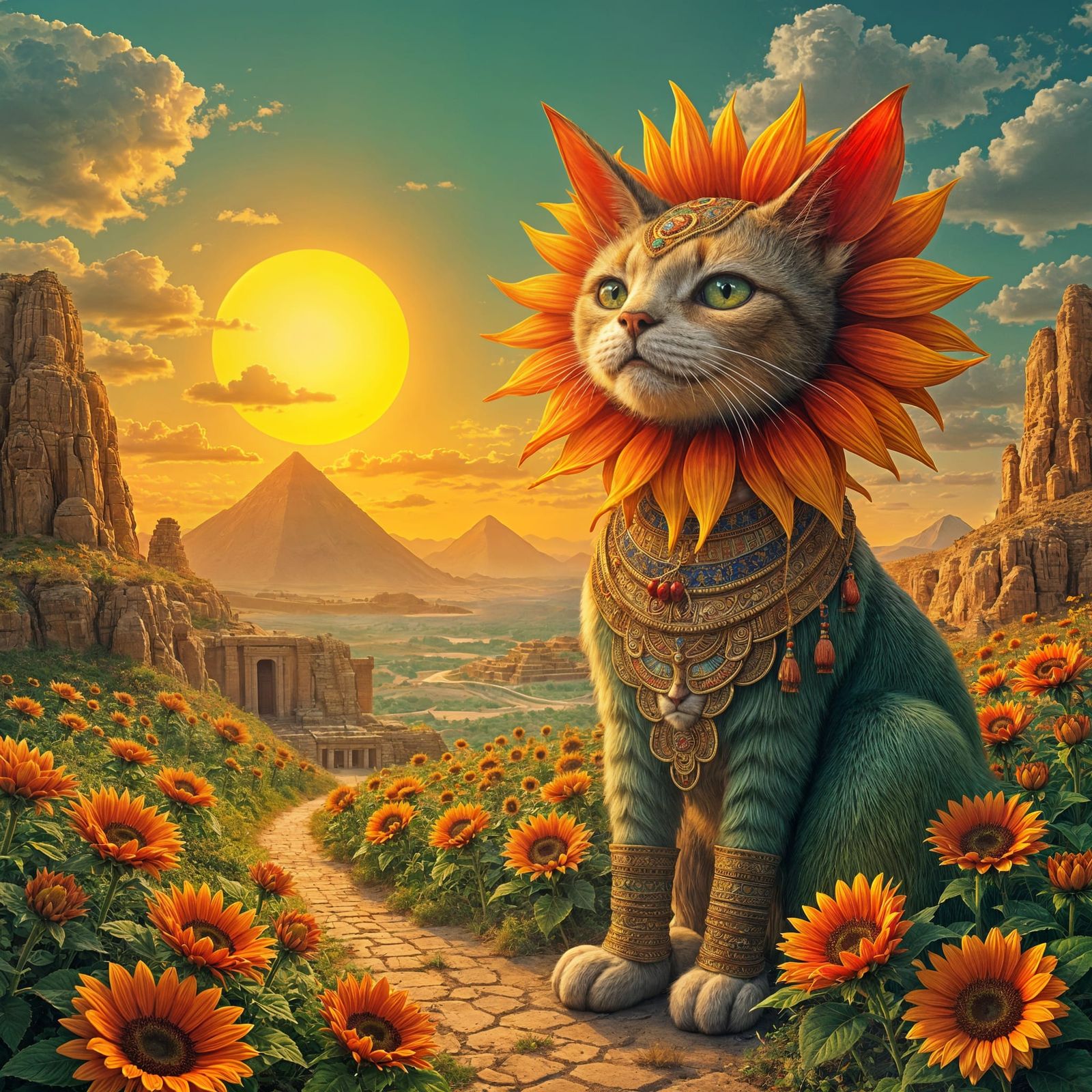 Psychedelic China Cat Sunflower in Egypt
