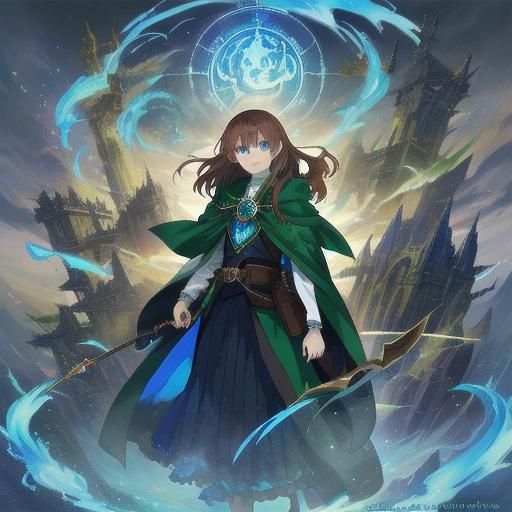 Tiefling Wizard with Sapphire Amulet in Anime Style