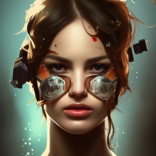 Girls Fight in Bunker with Gas Masks: Digital Art