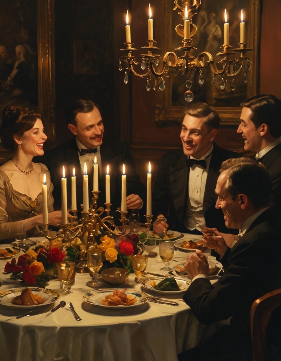 Warm Dinner Table Scene in Baroque Style