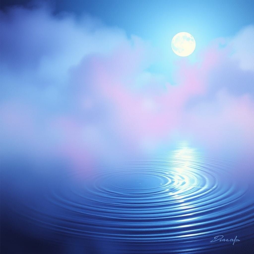 Luminous, Moonlit Water in Futuristic Landscape