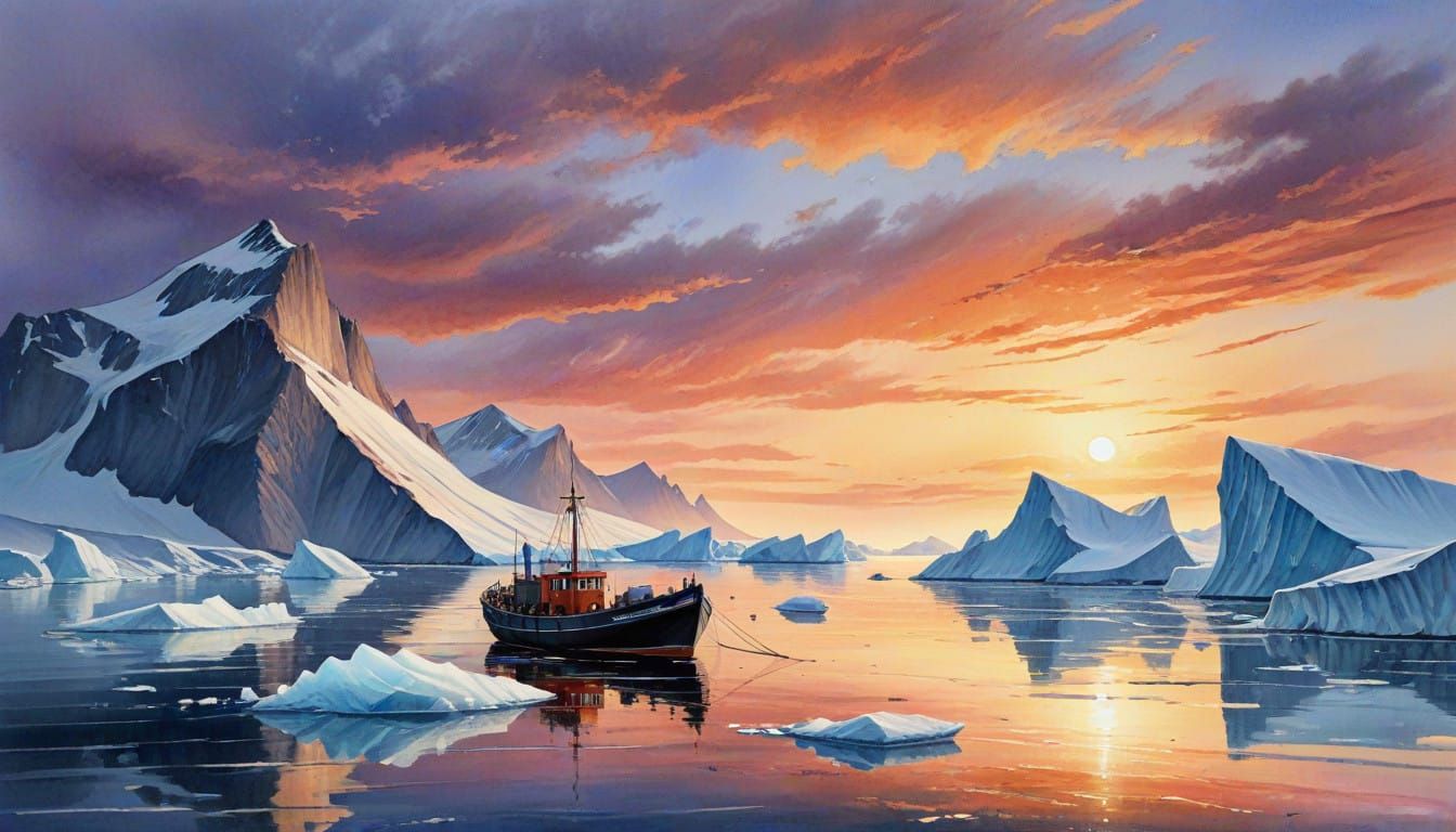 Vibrant Greenland Sunset Fjord