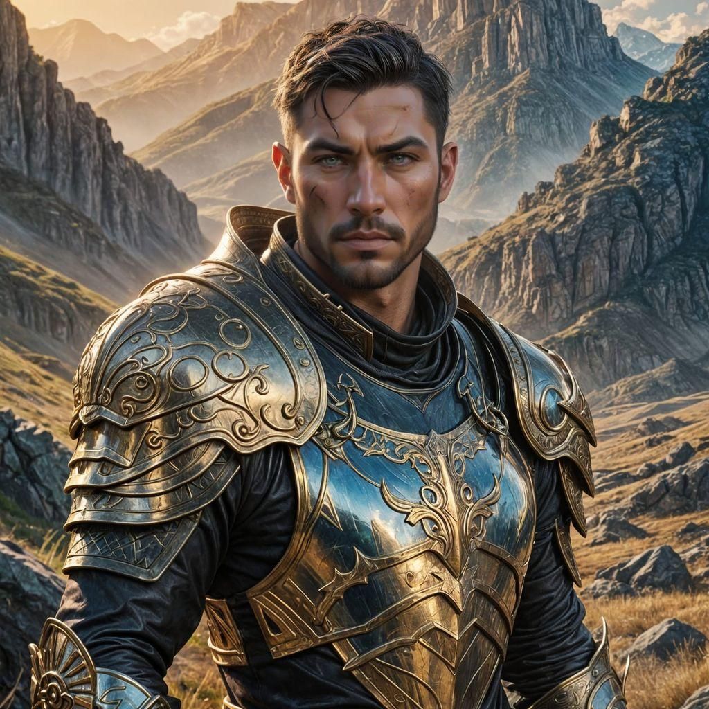 Epic Fantasy Fighter Portrait in Hyperdetailed Style