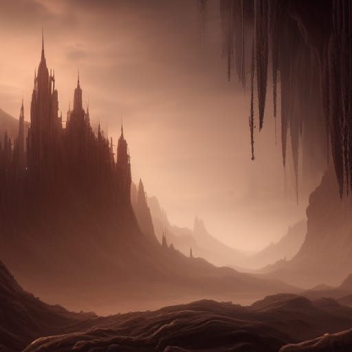 Evocative Matte Painting of Sorrow in Deep Color