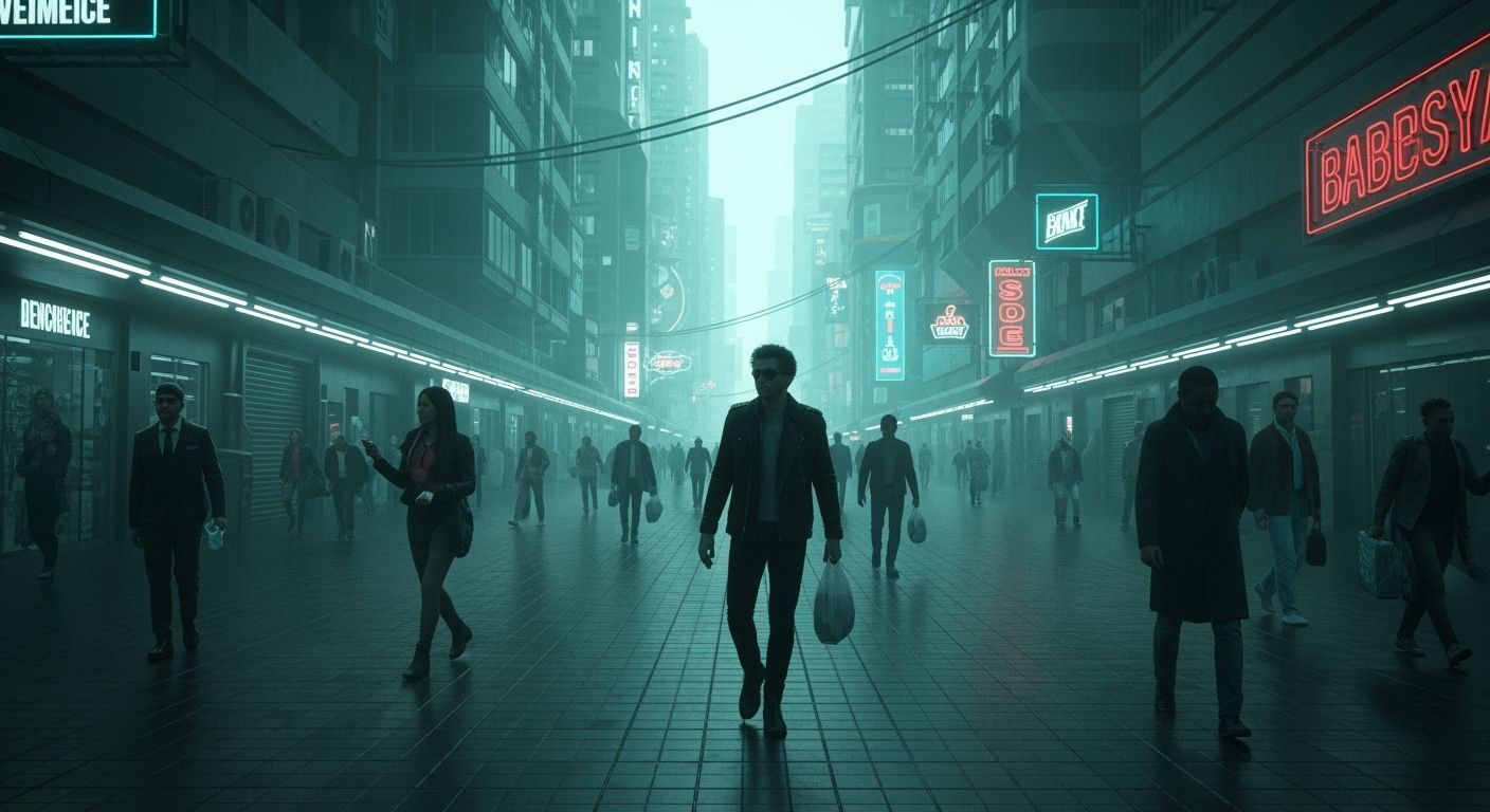 Eerie Turquoise Haze Over City Street