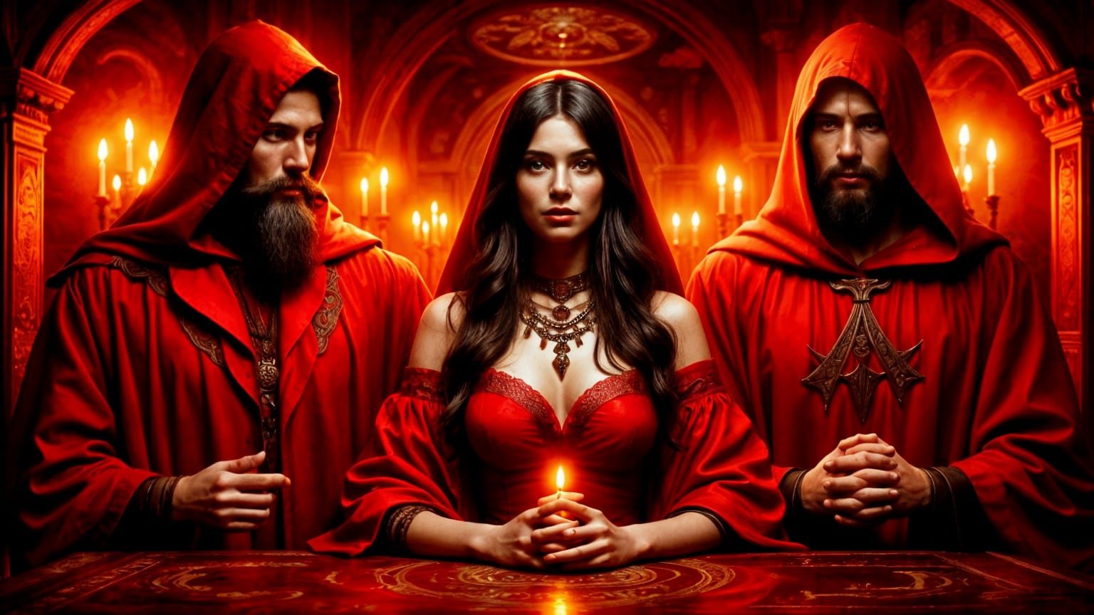 Eldritch Gnostic Ritual in Candlelit Red Lodge