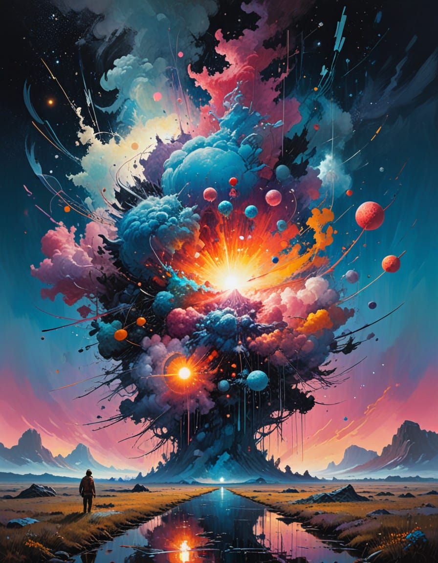 Cosmic Abstract Expressionism: Celestial Burst of Creation