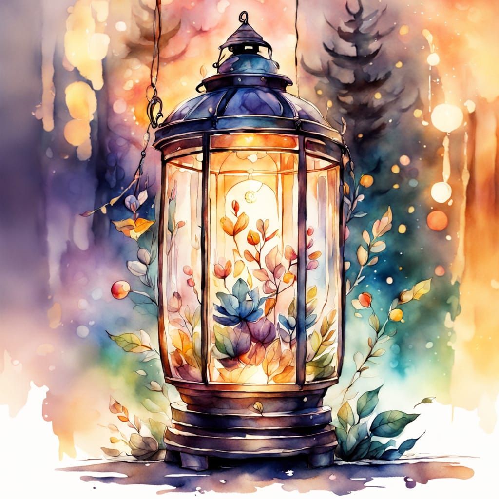 World in Lantern: Watercolor Sketch Macro Photography