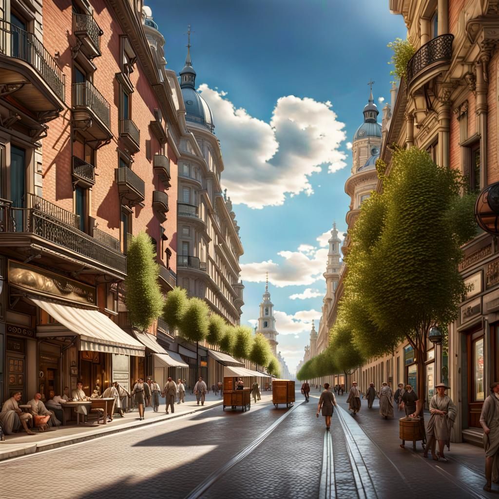 Gran Vía in Madrid, summer of 1900