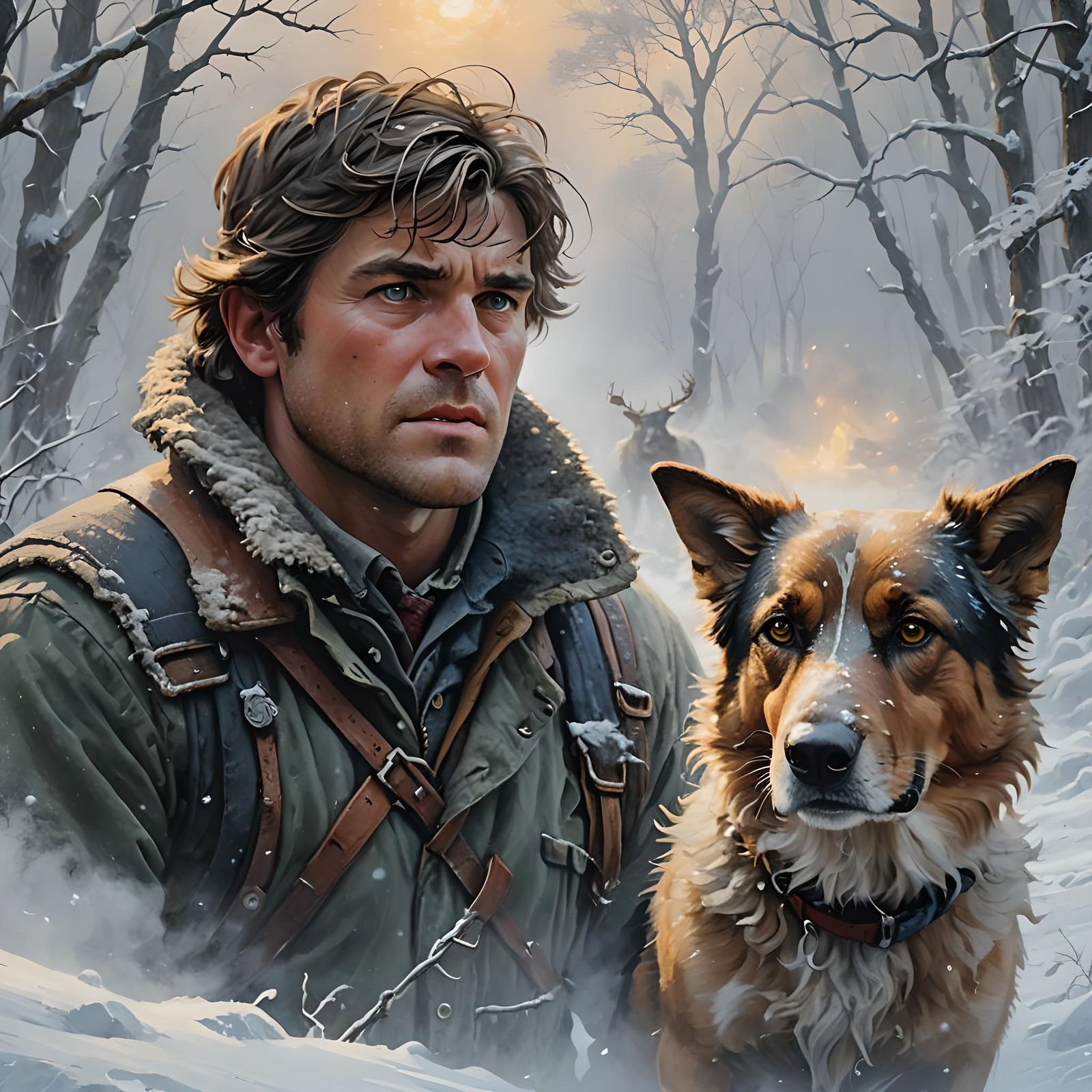 Hunter's Face in Blizzard, Ethereal Fantasy Style